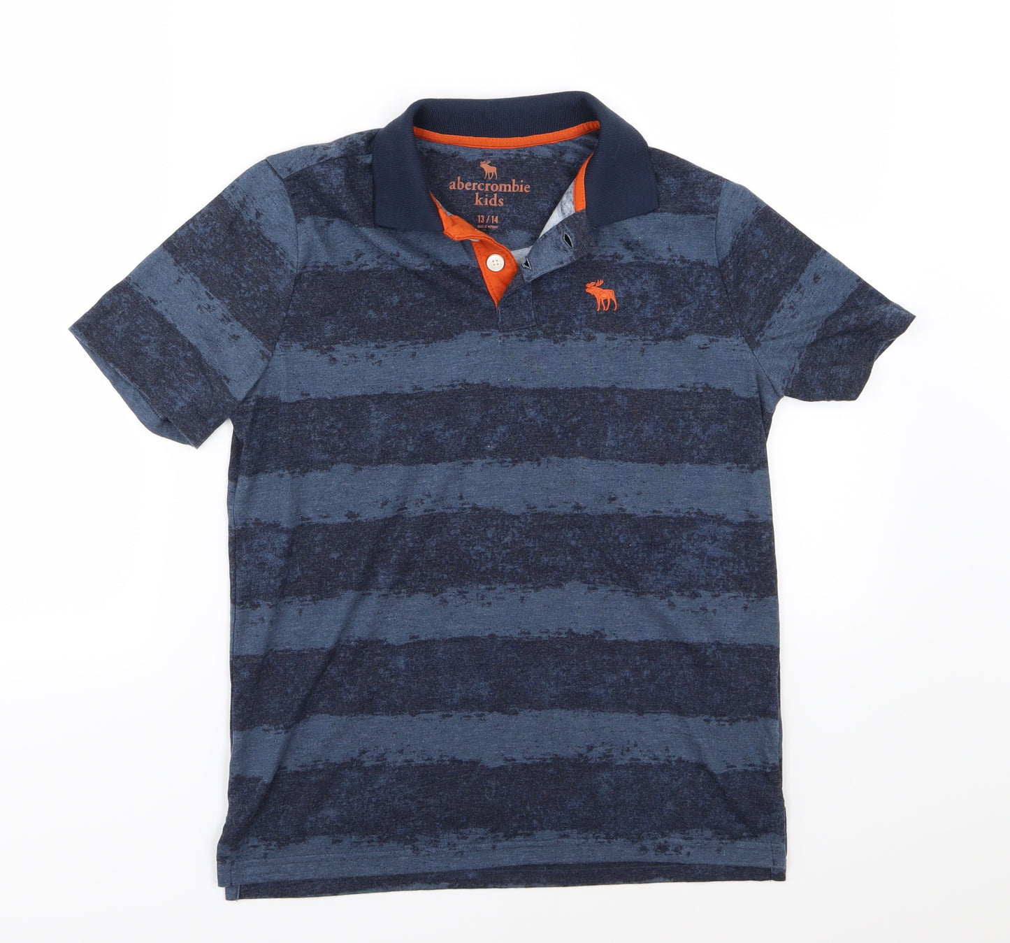 abercrombie kids Boys Blue Striped Jersey Basic Polo Size 13-14 Years