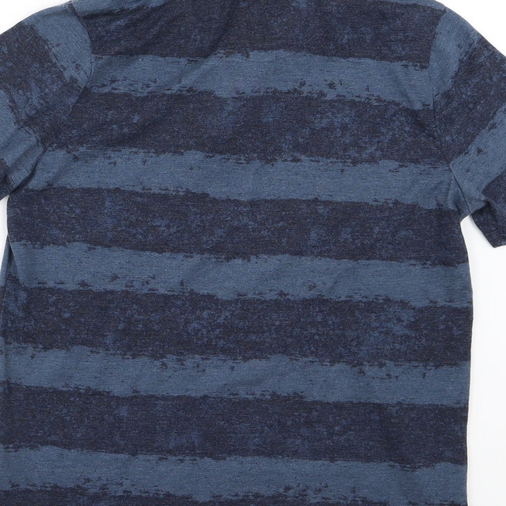 abercrombie kids Boys Blue Striped Jersey Basic Polo Size 13-14 Years