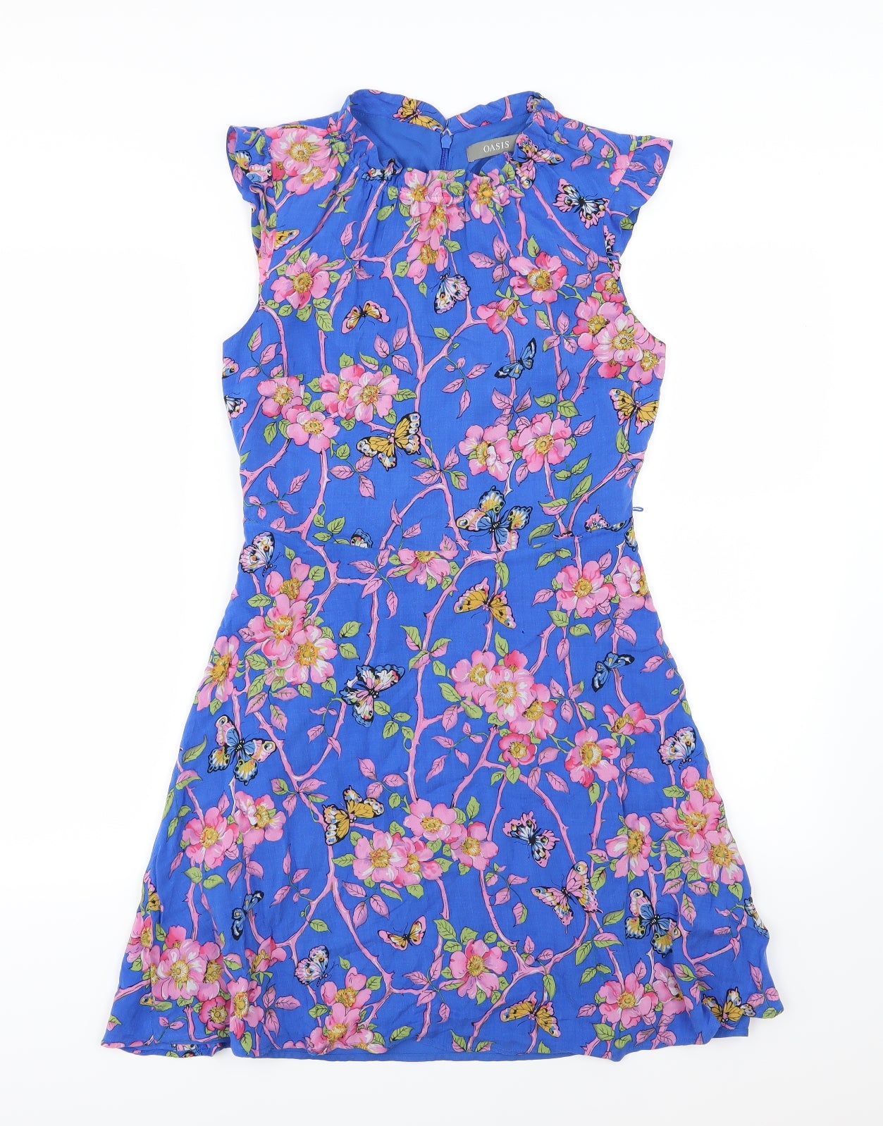 Oasis Womens Blue Floral Jersey A-Line  Size 10