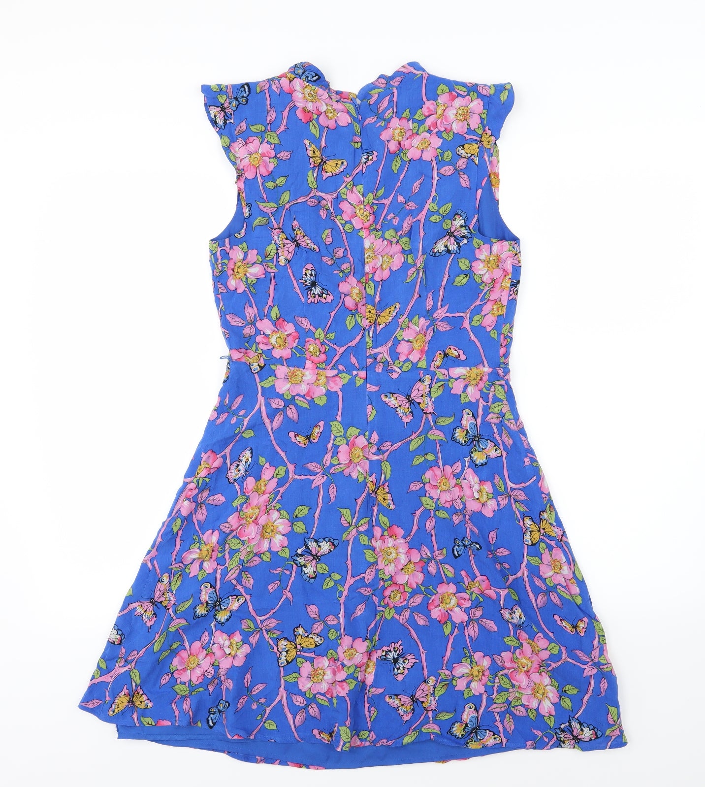 Oasis Womens Blue Floral Jersey A-Line  Size 10