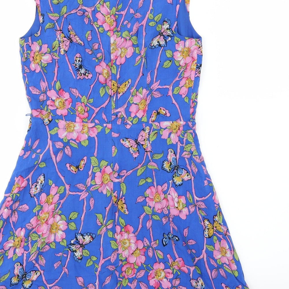 Oasis Womens Blue Floral Jersey A-Line  Size 10