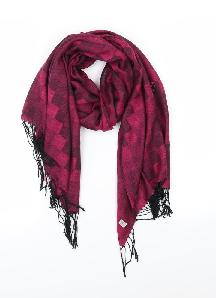 Preworn Womens Pink Check Knit Scarf