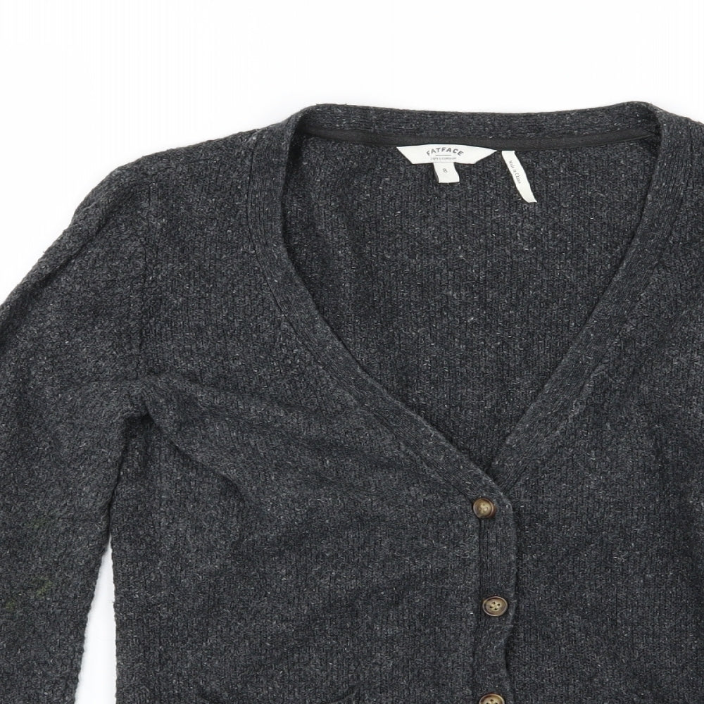 Fat Face Womens Grey  Knit Cardigan Jumper Size 8