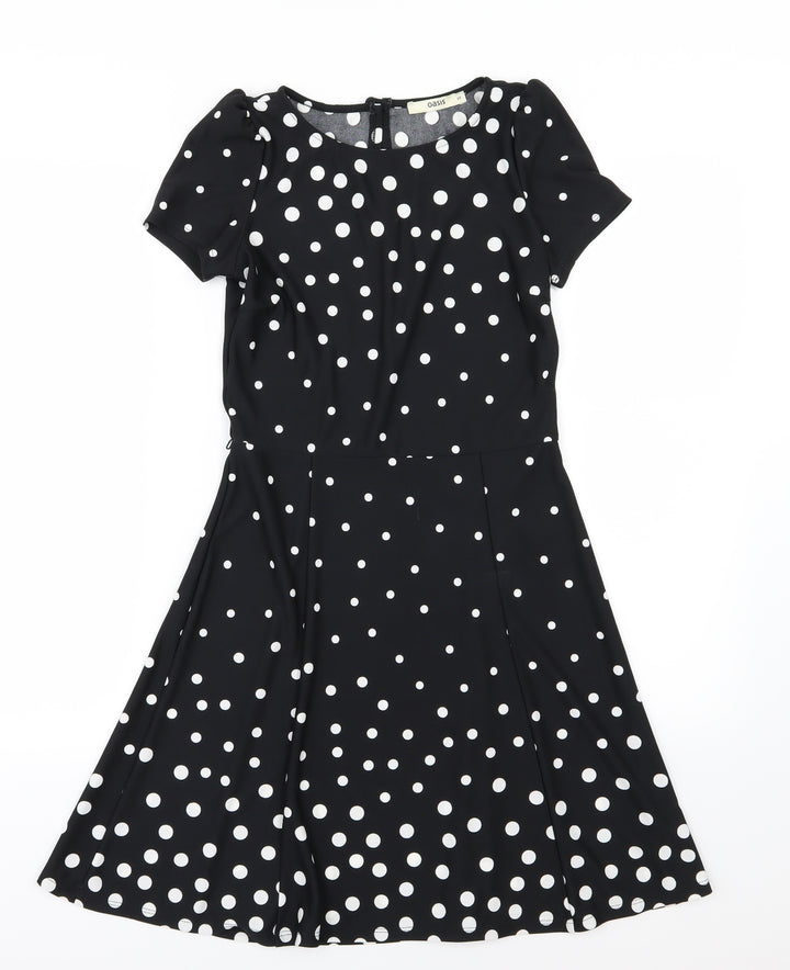 Oasis Womens Black Polka Dot A-Line Size XS