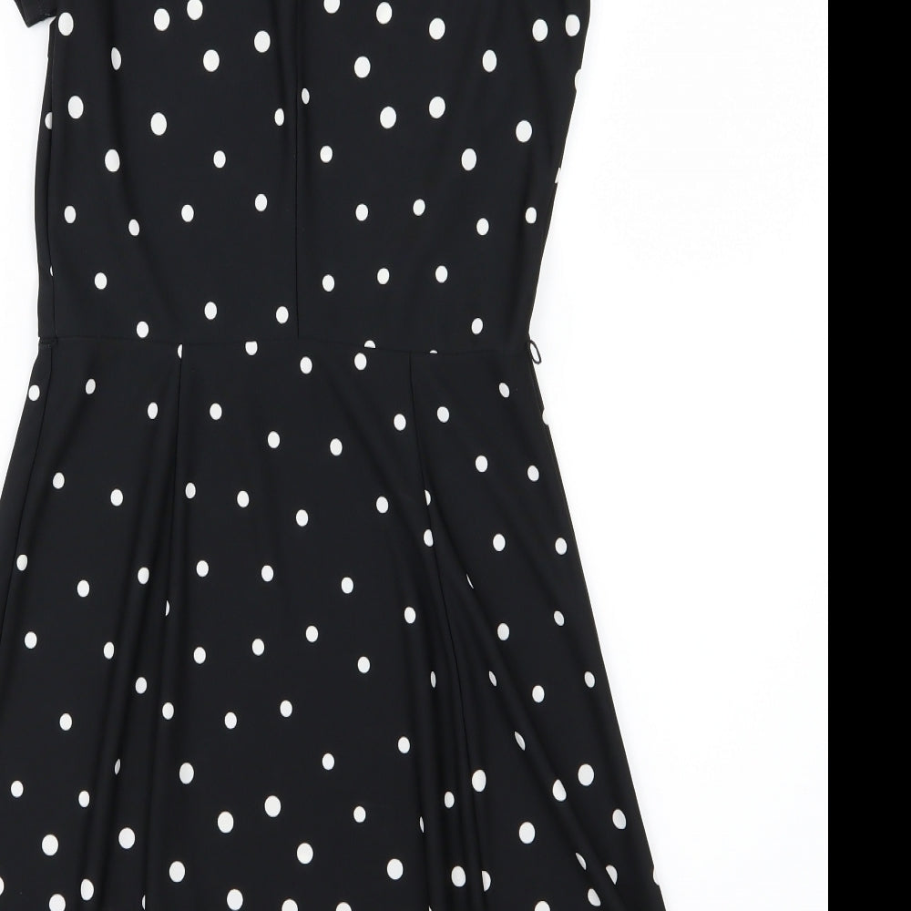 Oasis Womens Black Polka Dot  A-Line  Size XS