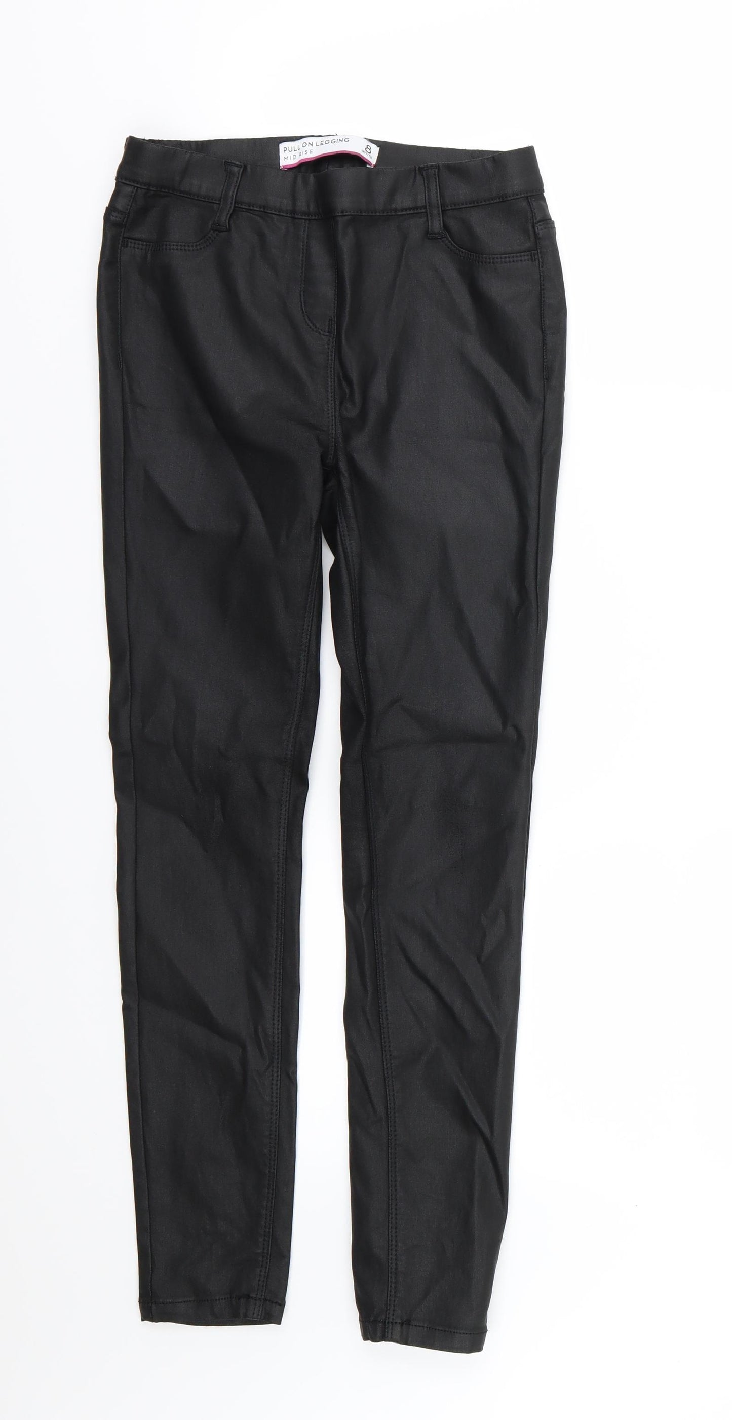 NEXT Womens Black   Jegging Jeans Size 8 L26 in - Leather Effect