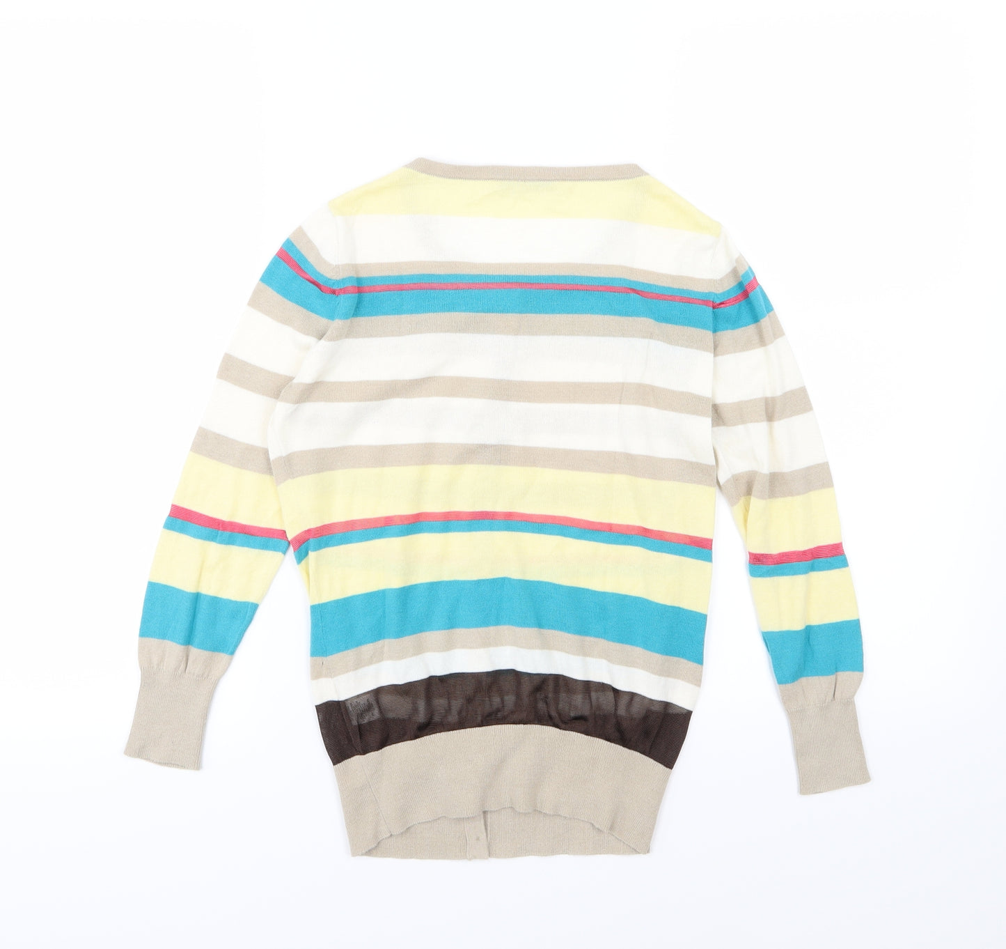 Oasis Womens Multicoloured Striped Knit Cardigan Jumper Size XS
