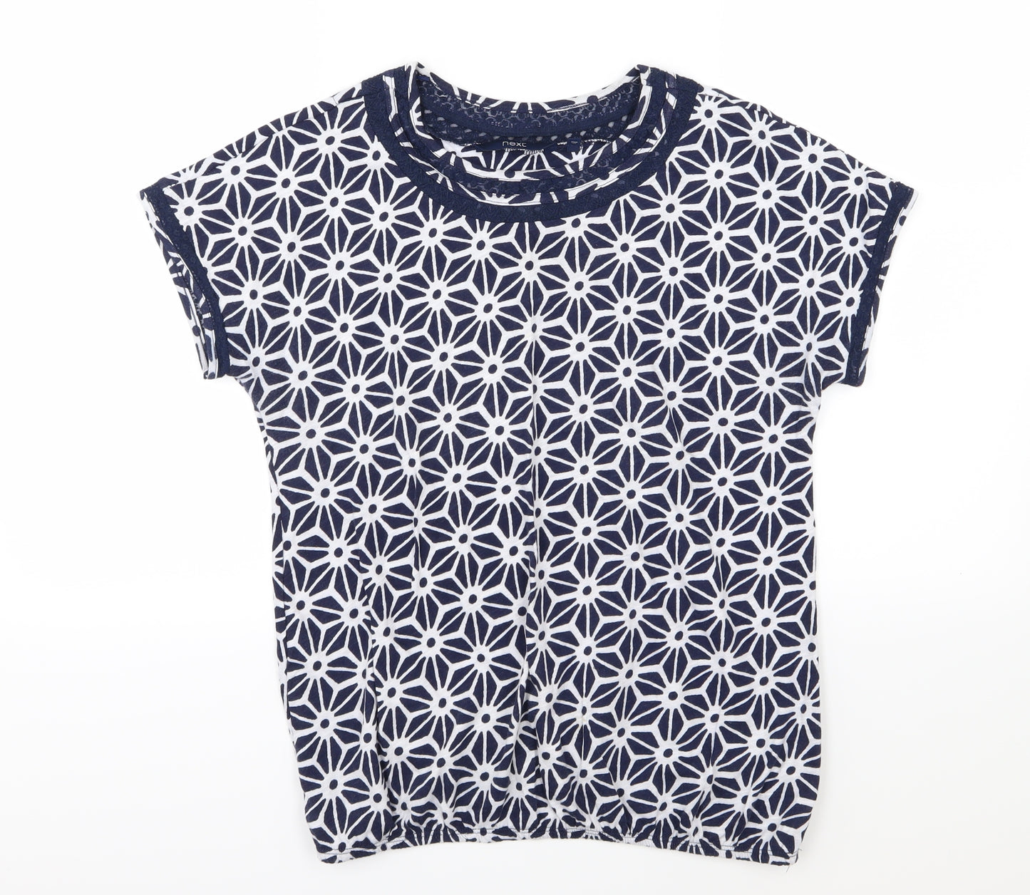 NEXT Womens Blue Geometric Jersey Basic T-Shirt Size 10