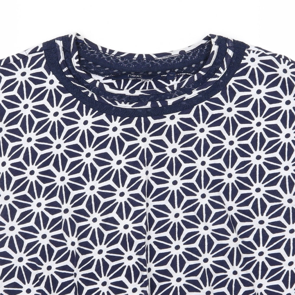 NEXT Womens Blue Geometric Jersey Basic T-Shirt Size 10