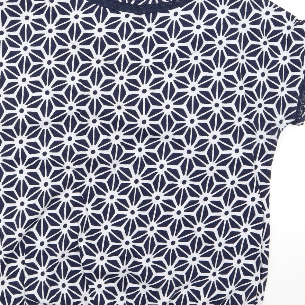 NEXT Womens Blue Geometric Jersey Basic T-Shirt Size 10