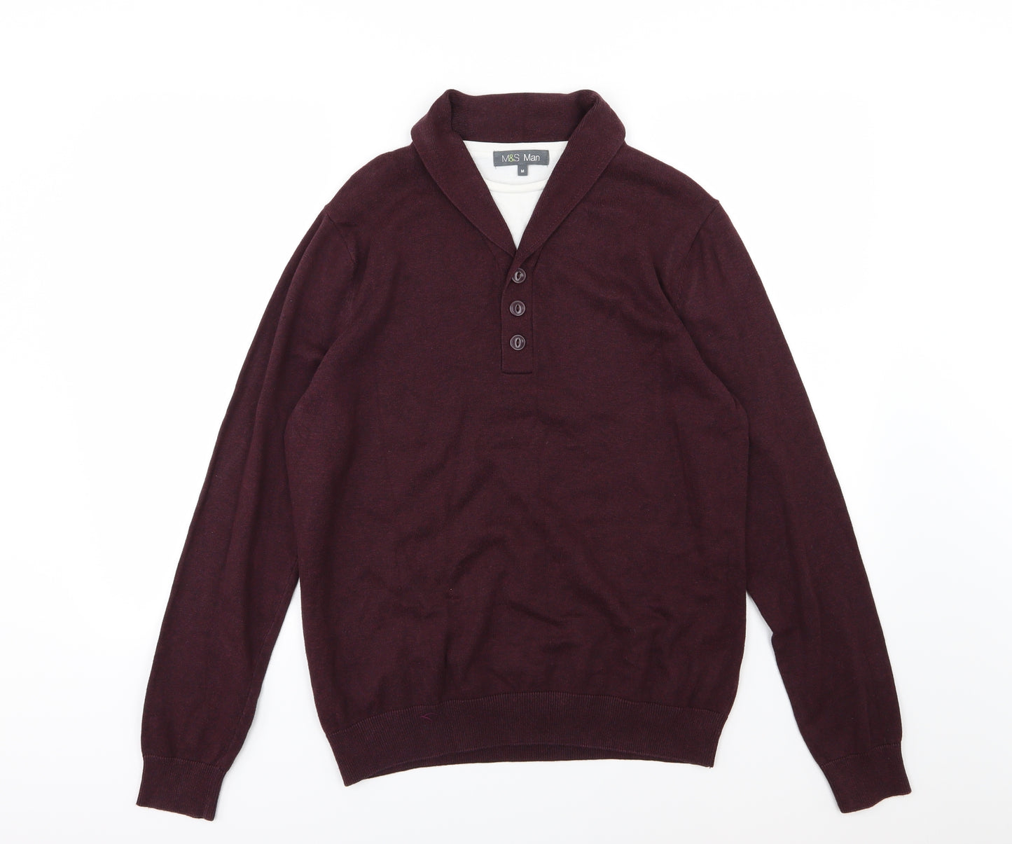 Marks and Spencer Mens Red  Knit Pullover Jumper Size M  - Burgundy