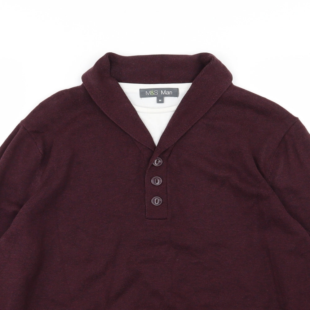 Marks and Spencer Mens Red  Knit Pullover Jumper Size M  - Burgundy