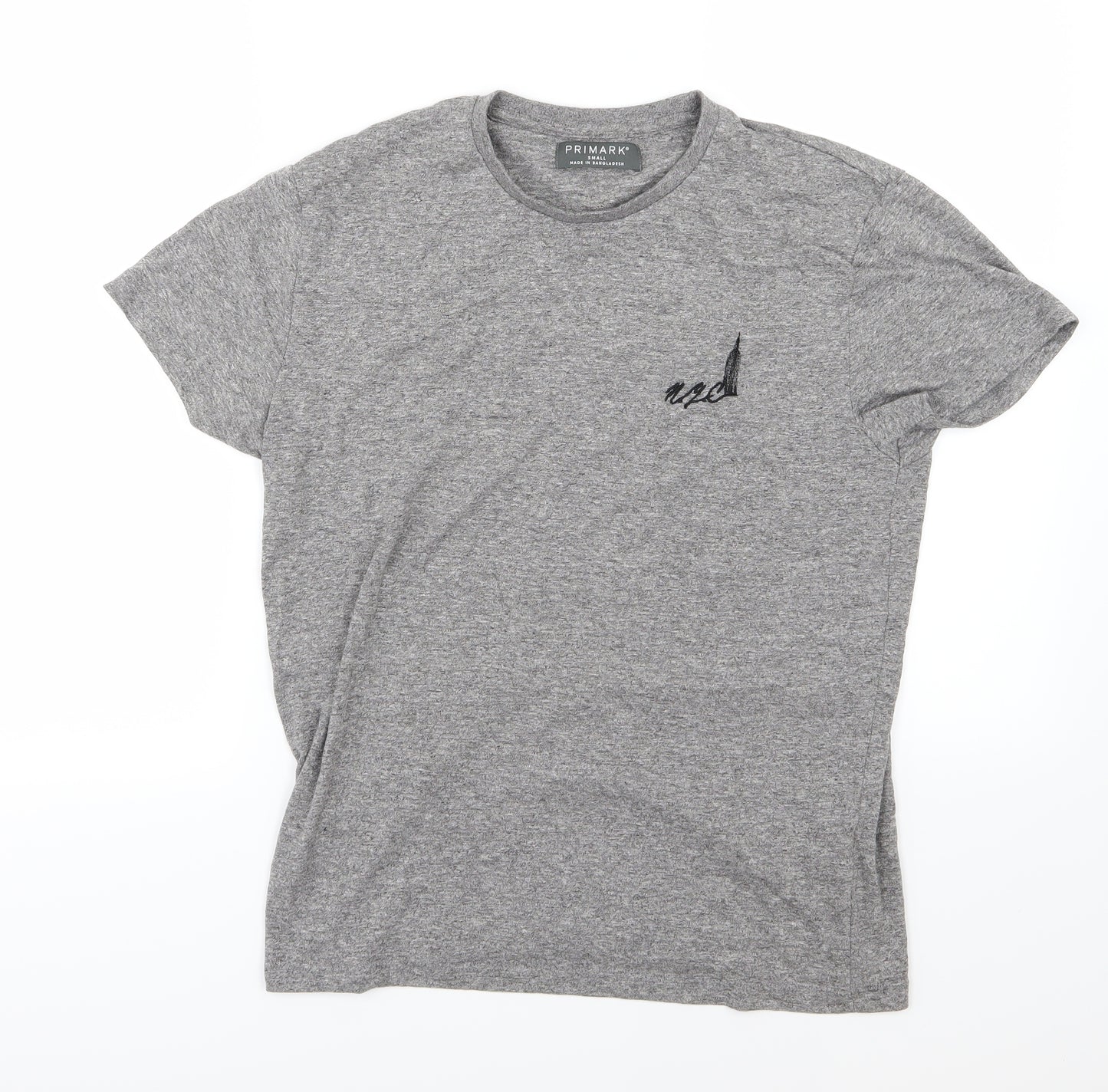 Primark Mens Grey  Jersey  T-Shirt Size S  - NYC