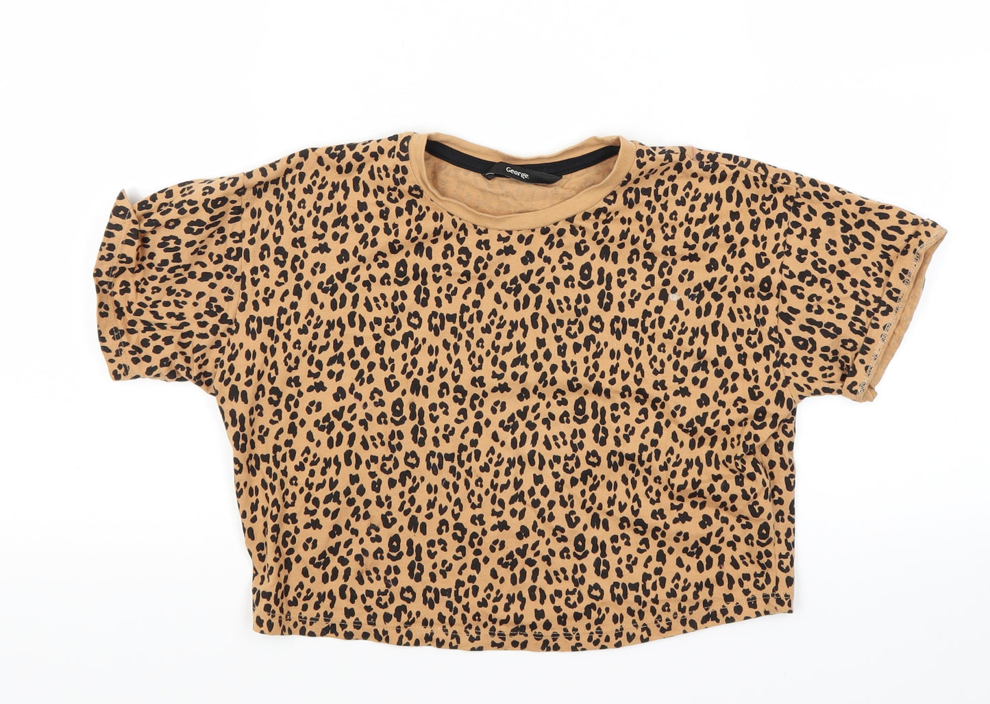 George Girls Brown Animal Print  Basic Polo Size 6-7 Years