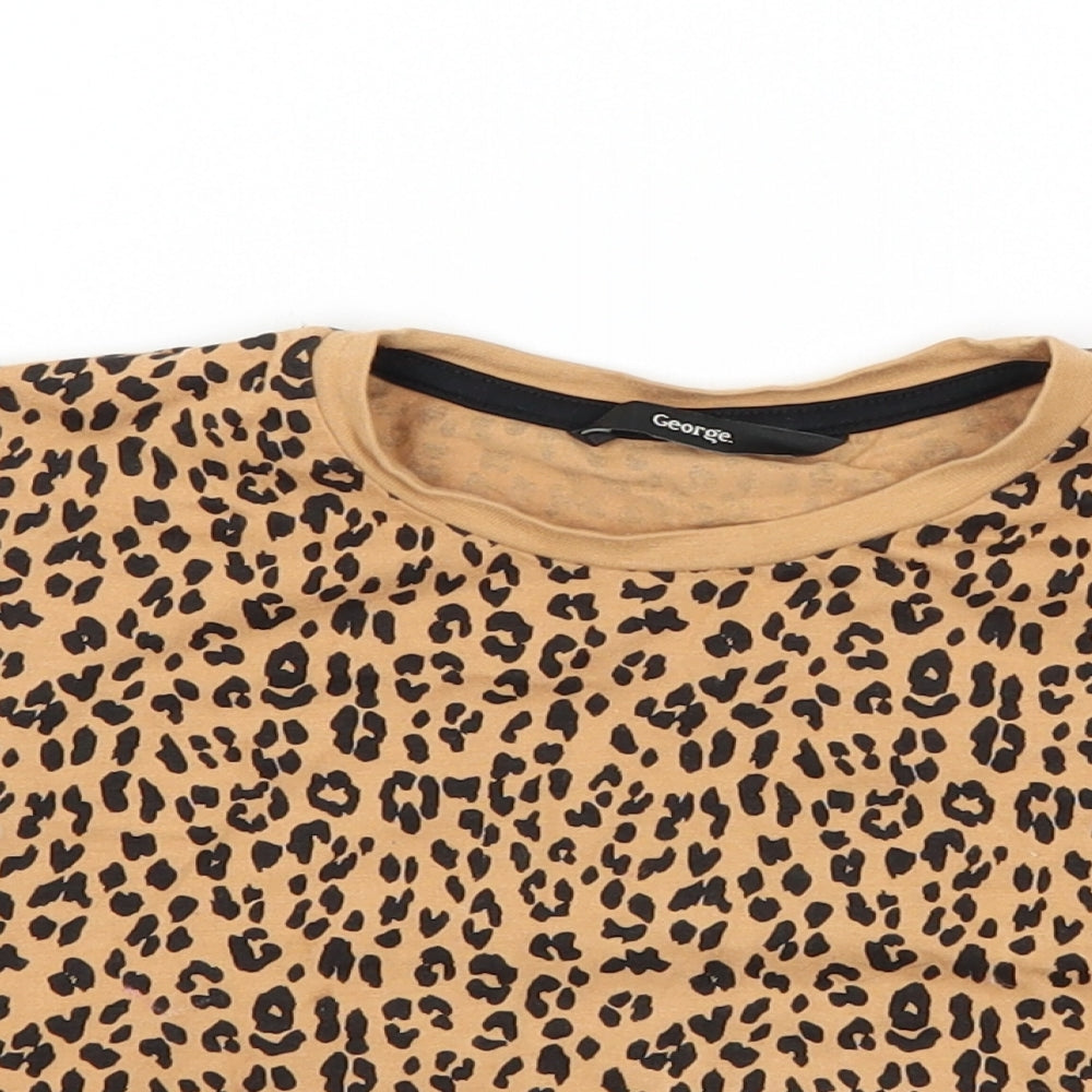 George Girls Brown Animal Print  Basic Polo Size 6-7 Years