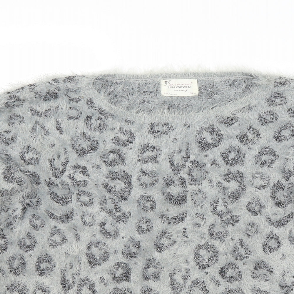 Zara Girls Grey   Pullover Jumper Size 13 Years