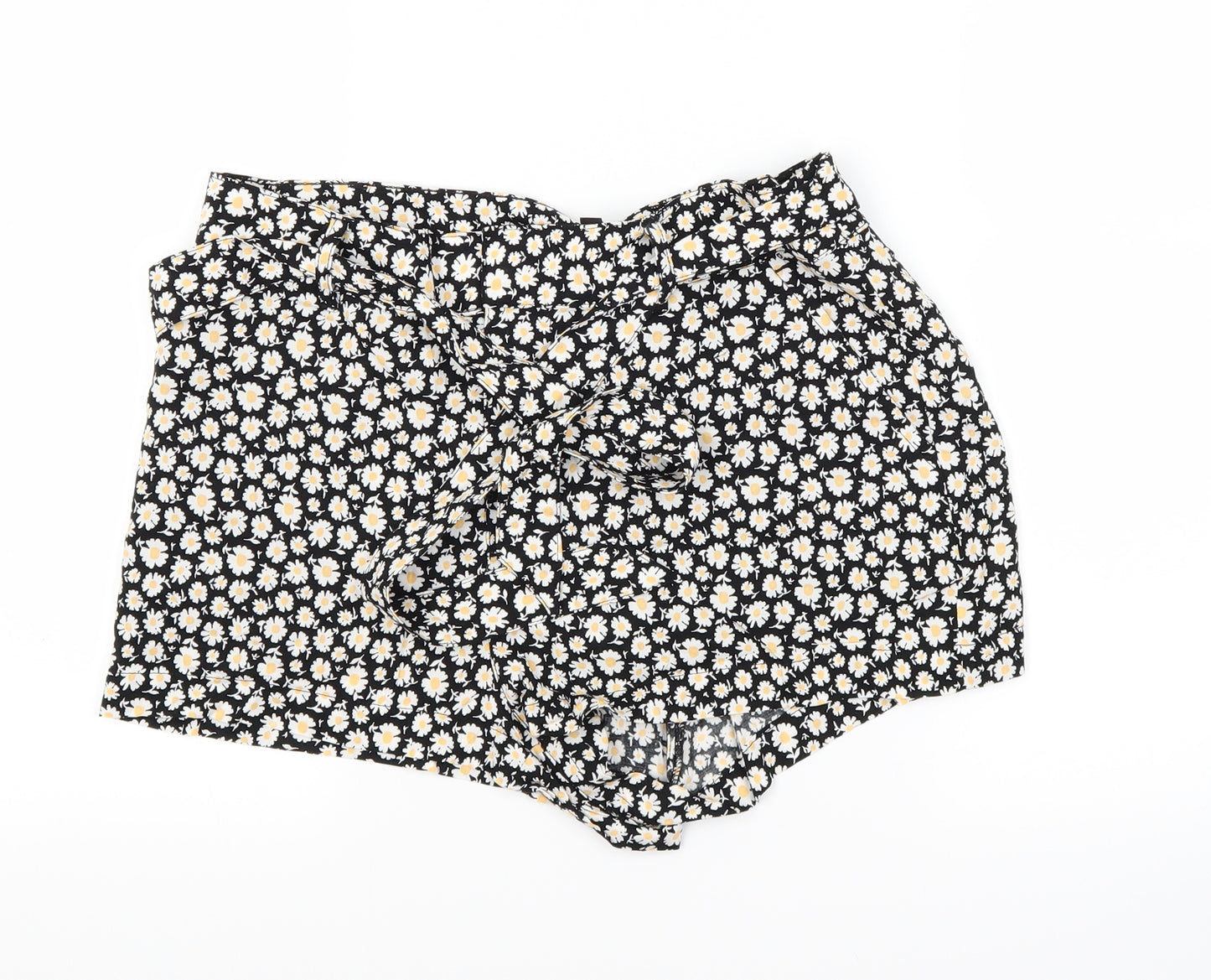 Divided Womens Black Floral  Hot Pants Shorts Size 10