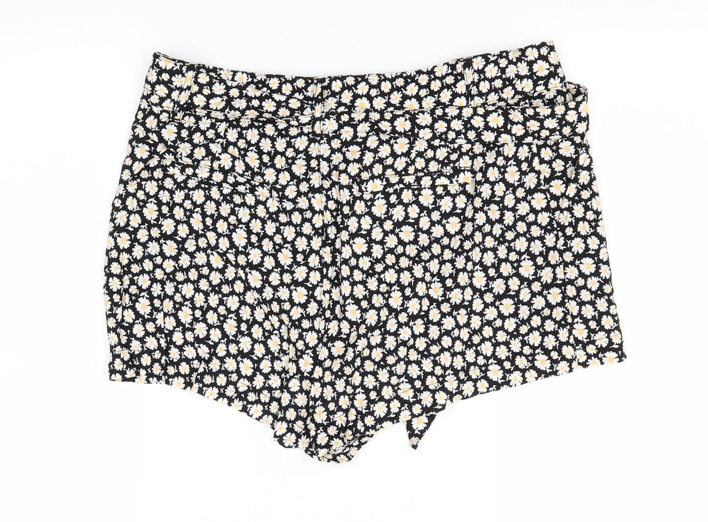 Divided Womens Black Floral  Hot Pants Shorts Size 10