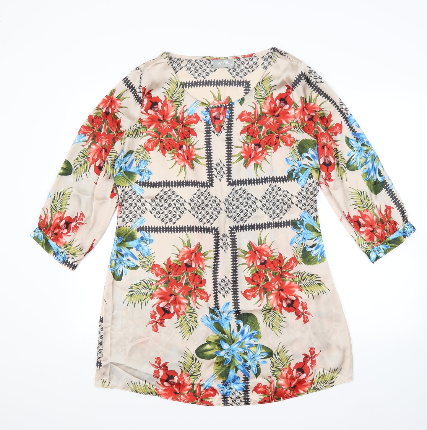 Wallis Womens Beige Floral  A-Line  Size M
