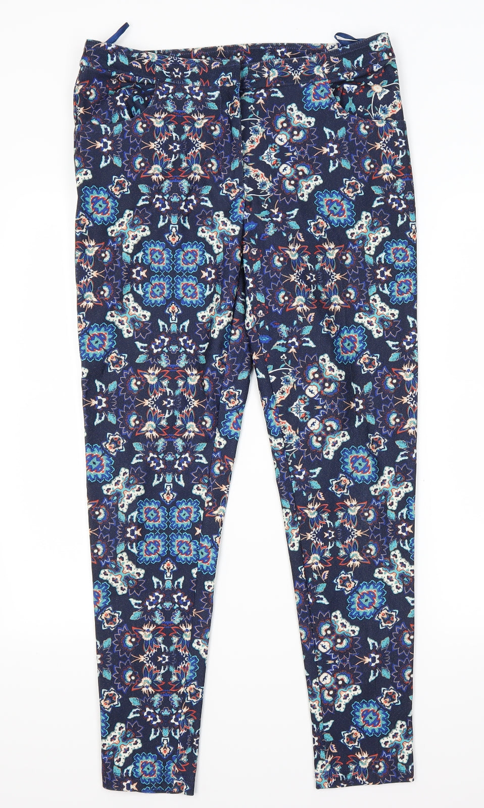 New Look Womens Blue Floral  Trousers  Size 12 L28 in