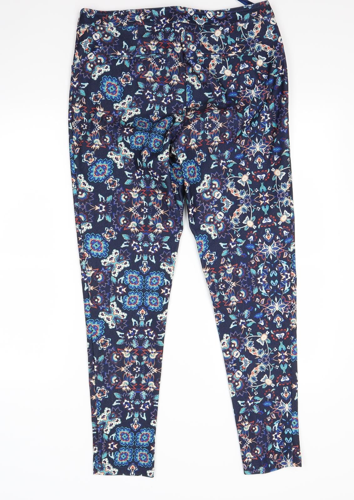 New Look Womens Blue Floral  Trousers  Size 12 L28 in