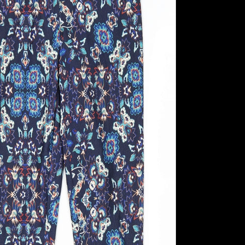 New Look Womens Blue Floral  Trousers  Size 12 L28 in