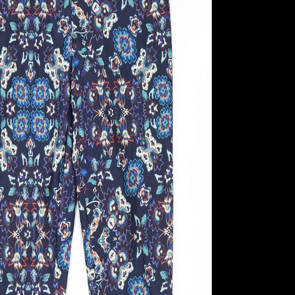 New Look Womens Blue Floral  Trousers  Size 12 L28 in