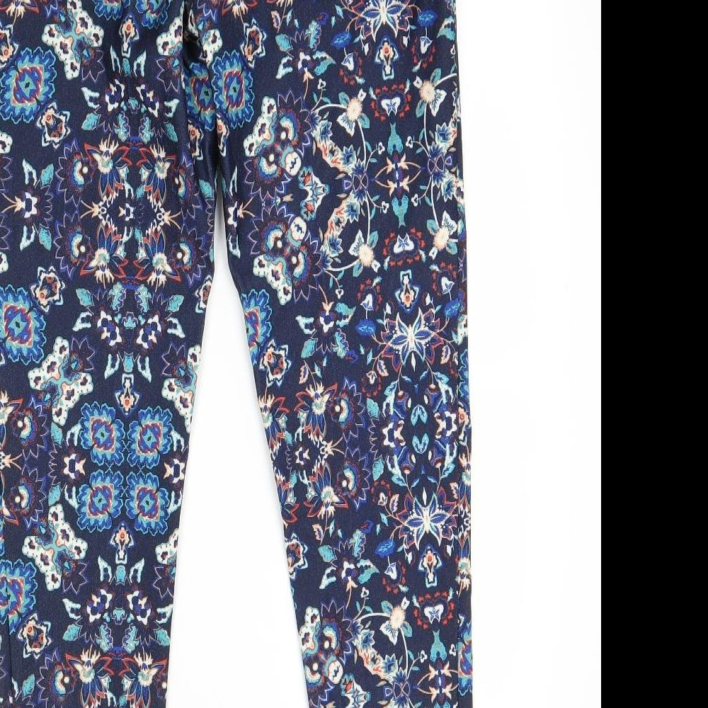 New Look Womens Blue Floral  Trousers  Size 12 L28 in