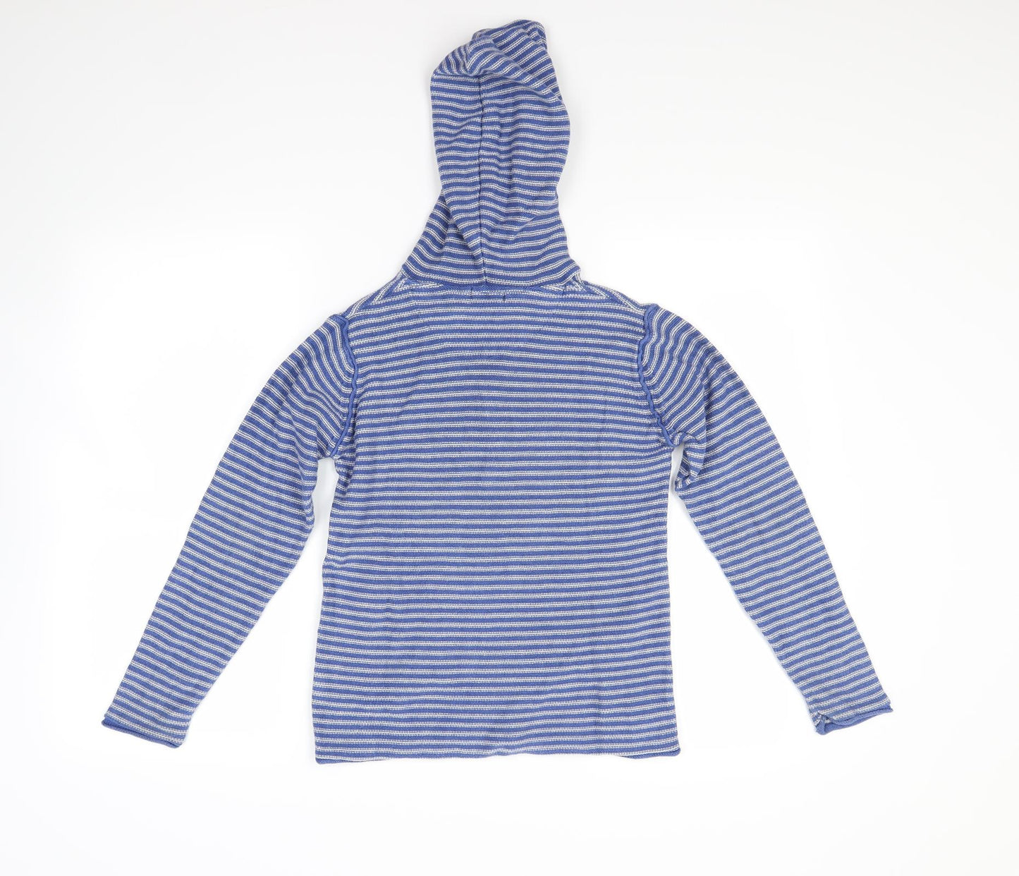 Preworn Boys Blue Striped  Pullover Hoodie Size 10 Years