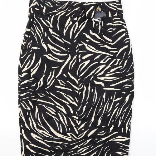 Marks and Spencer Womens Black Animal Print  A-Line Skirt Size 10