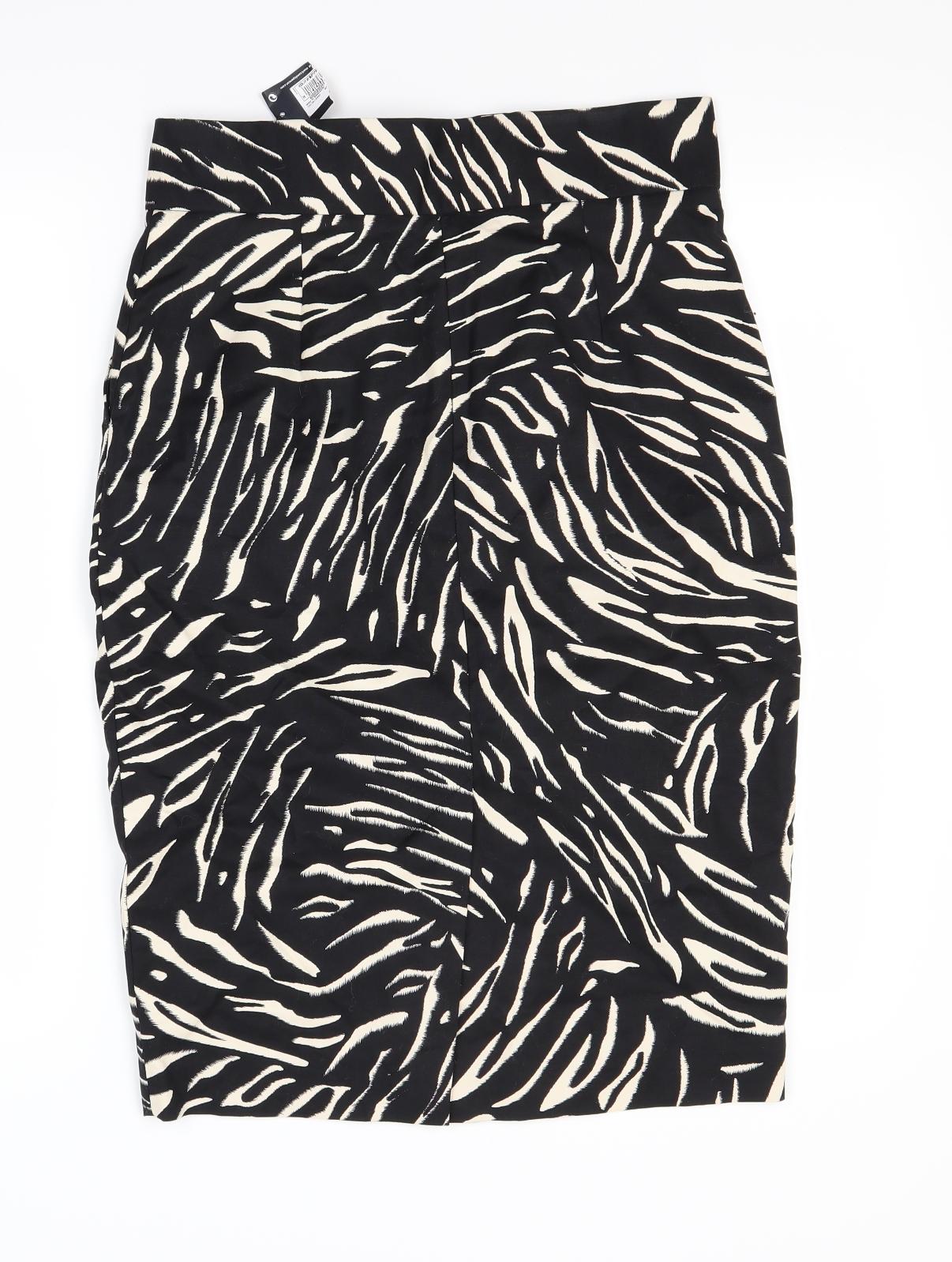 Marks and Spencer Womens Black Animal Print  A-Line Skirt Size 10