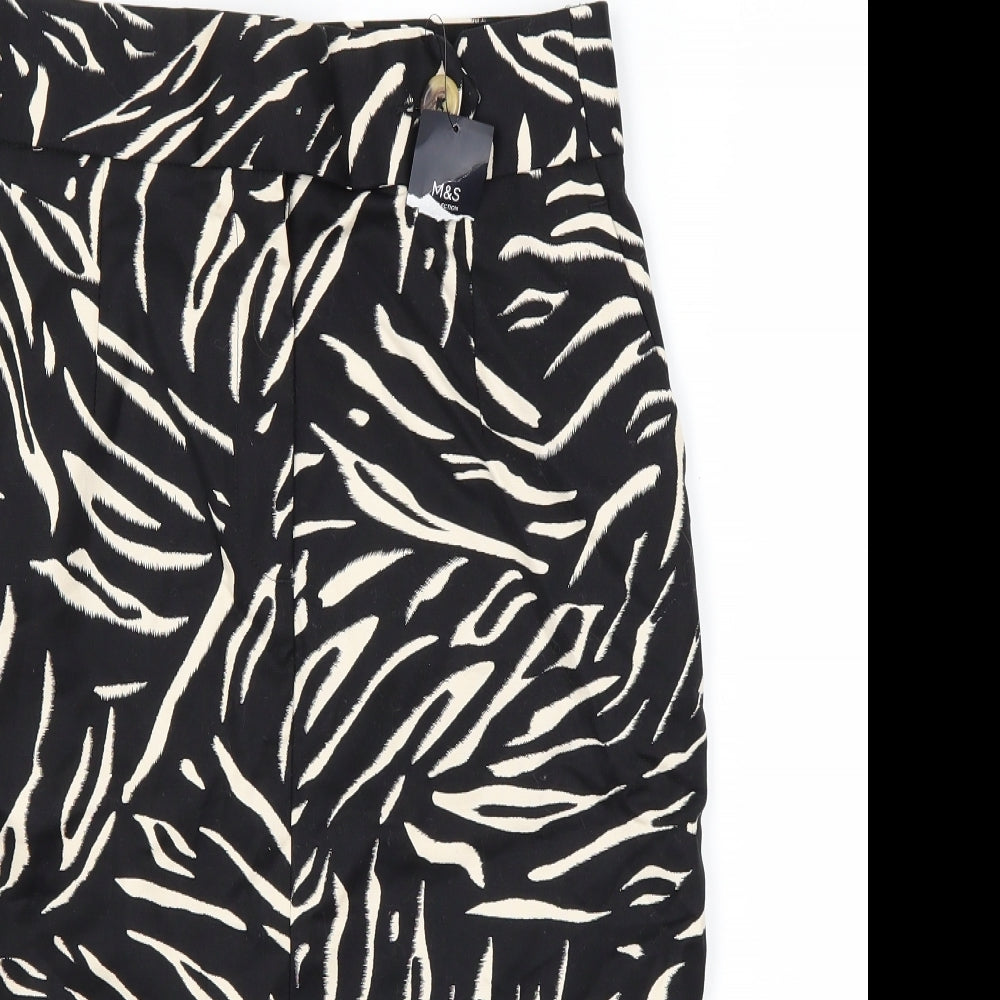 Marks and Spencer Womens Black Animal Print  A-Line Skirt Size 10