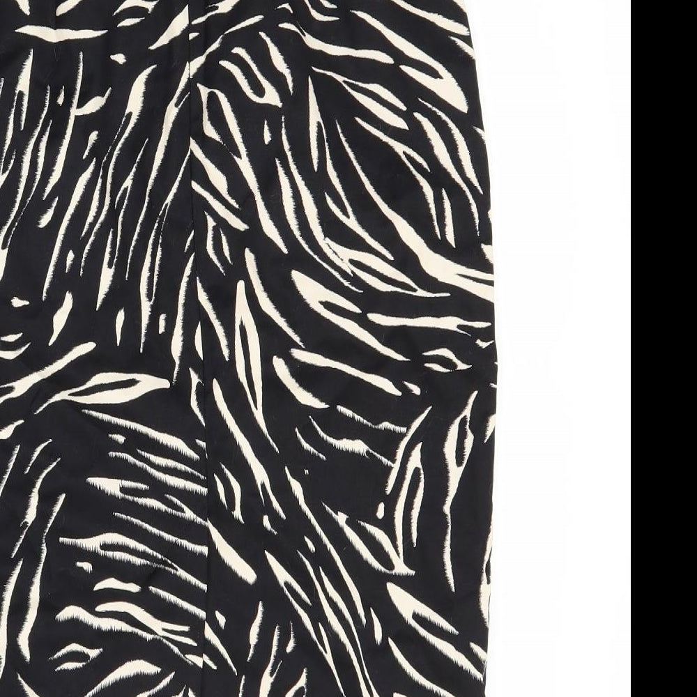 Marks and Spencer Womens Black Animal Print  A-Line Skirt Size 10