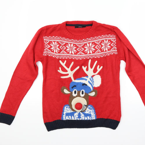 George Boys Red   Pullover Jumper Size 9-10 Years  - Christmas  Jumper