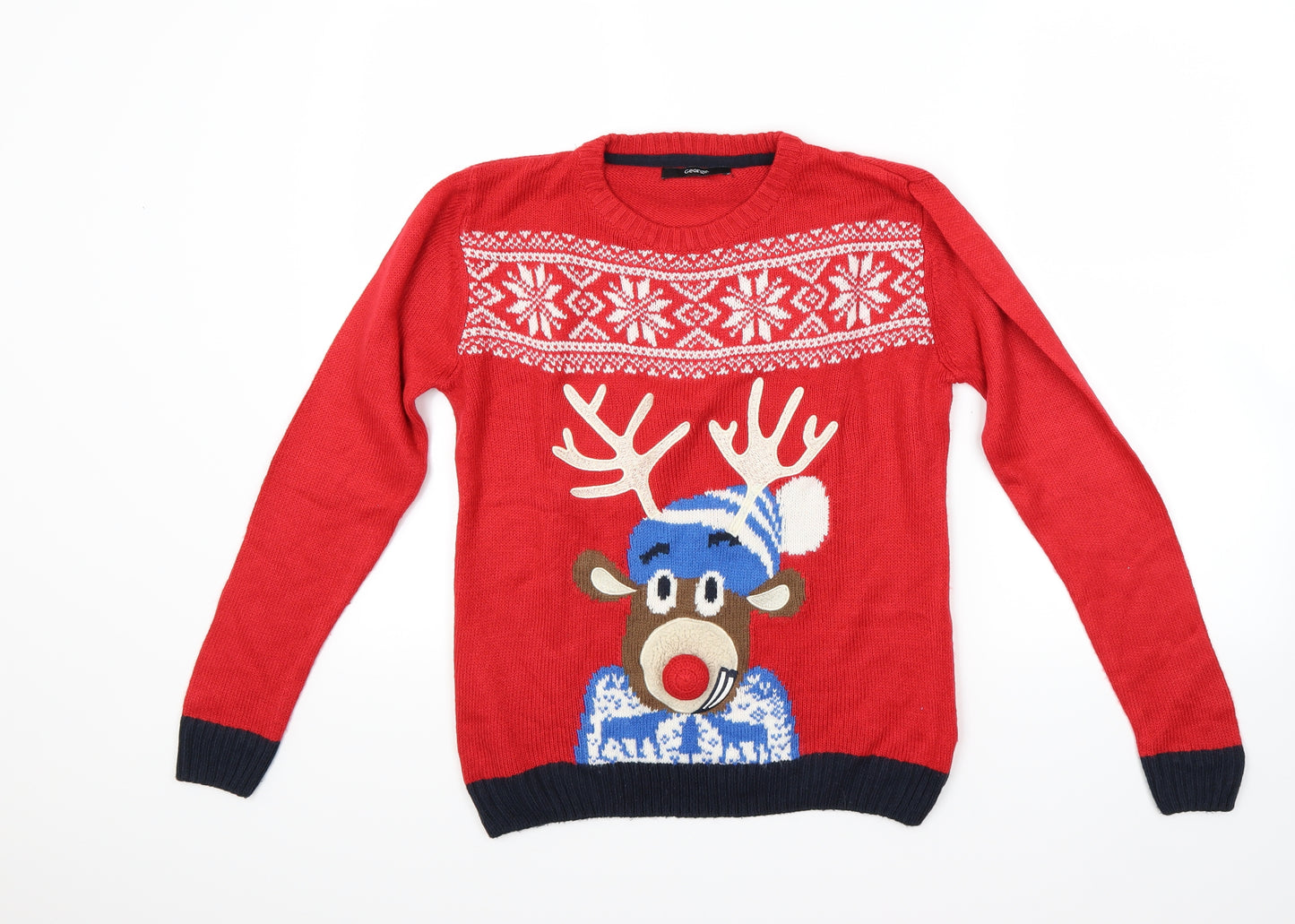 George Boys Red   Pullover Jumper Size 9-10 Years  - Christmas  Jumper