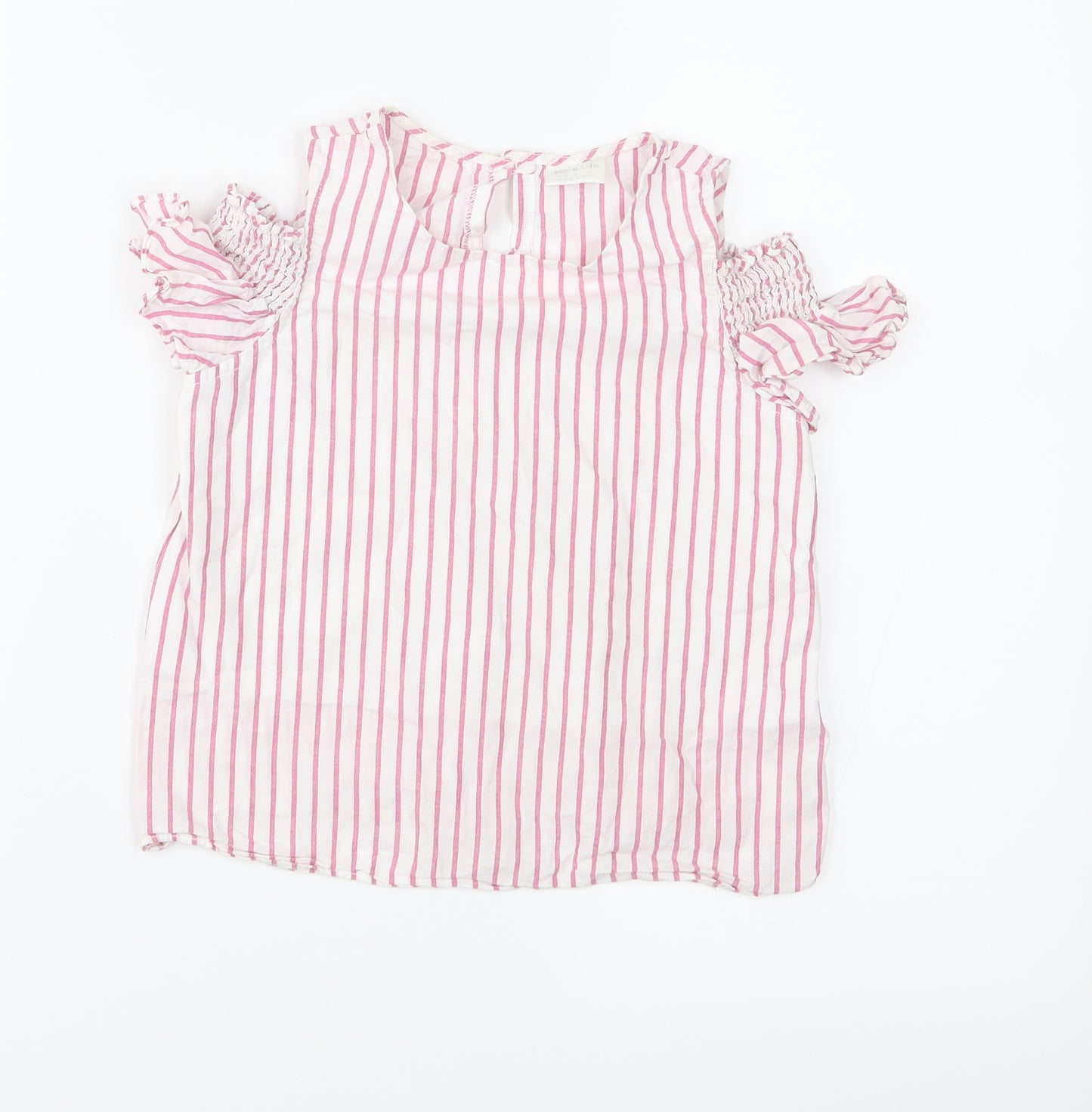 F&F Girls Pink Striped  Basic Blouse Size 6-7 Years