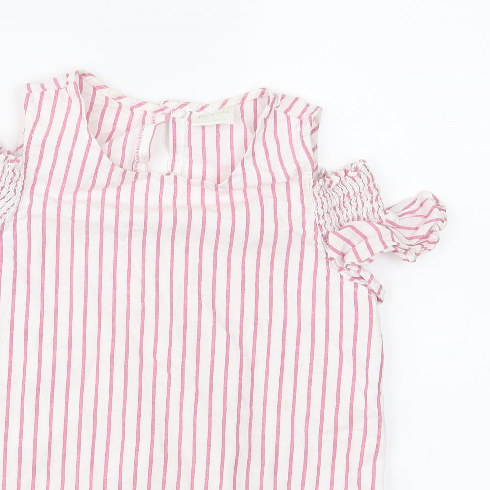 F&F Girls Pink Striped  Basic Blouse Size 6-7 Years