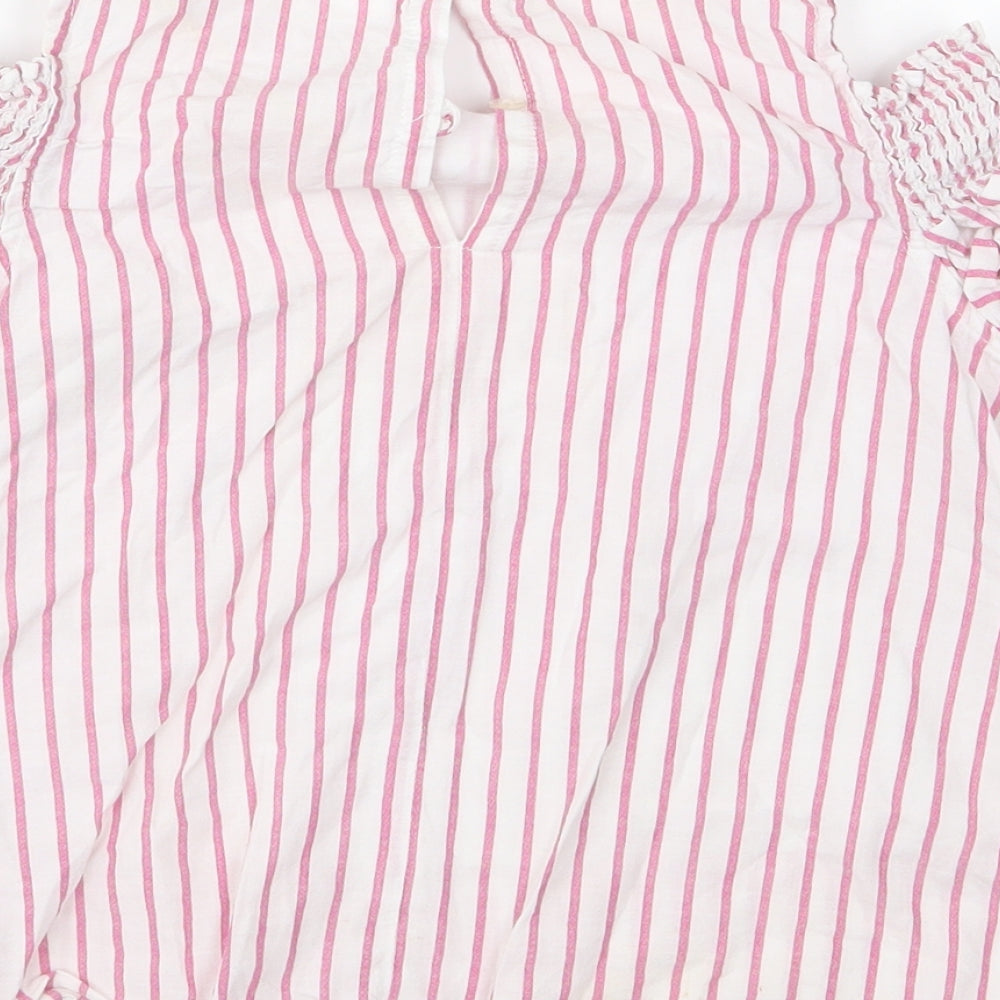 F&F Girls Pink Striped  Basic Blouse Size 6-7 Years