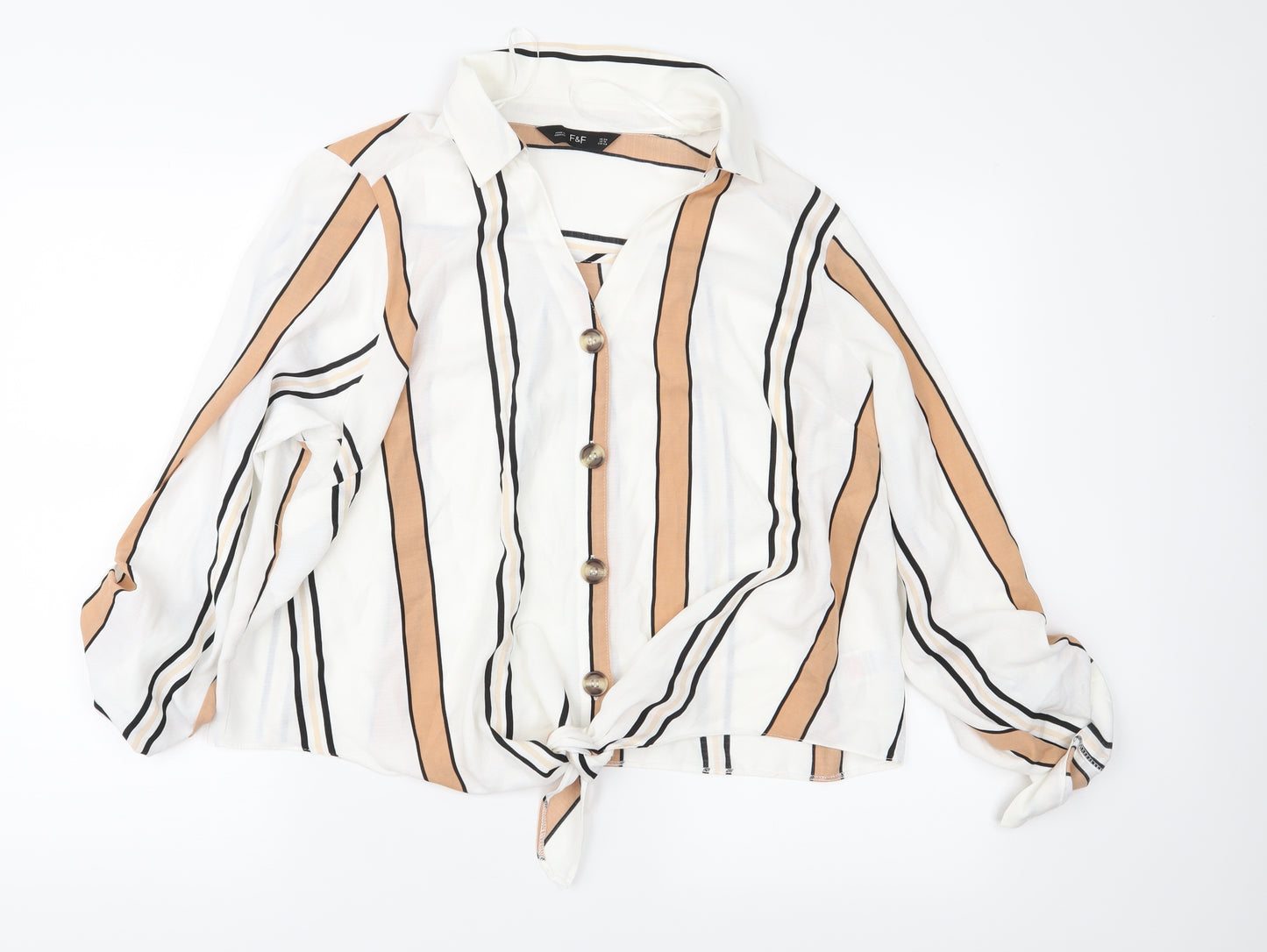 F&F Womens White Striped  Basic Blouse Size 20
