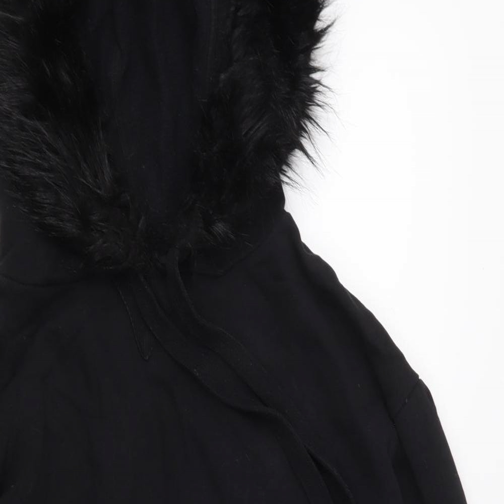 River Island Womens Black  Jersey Pullover Hoodie Size 12