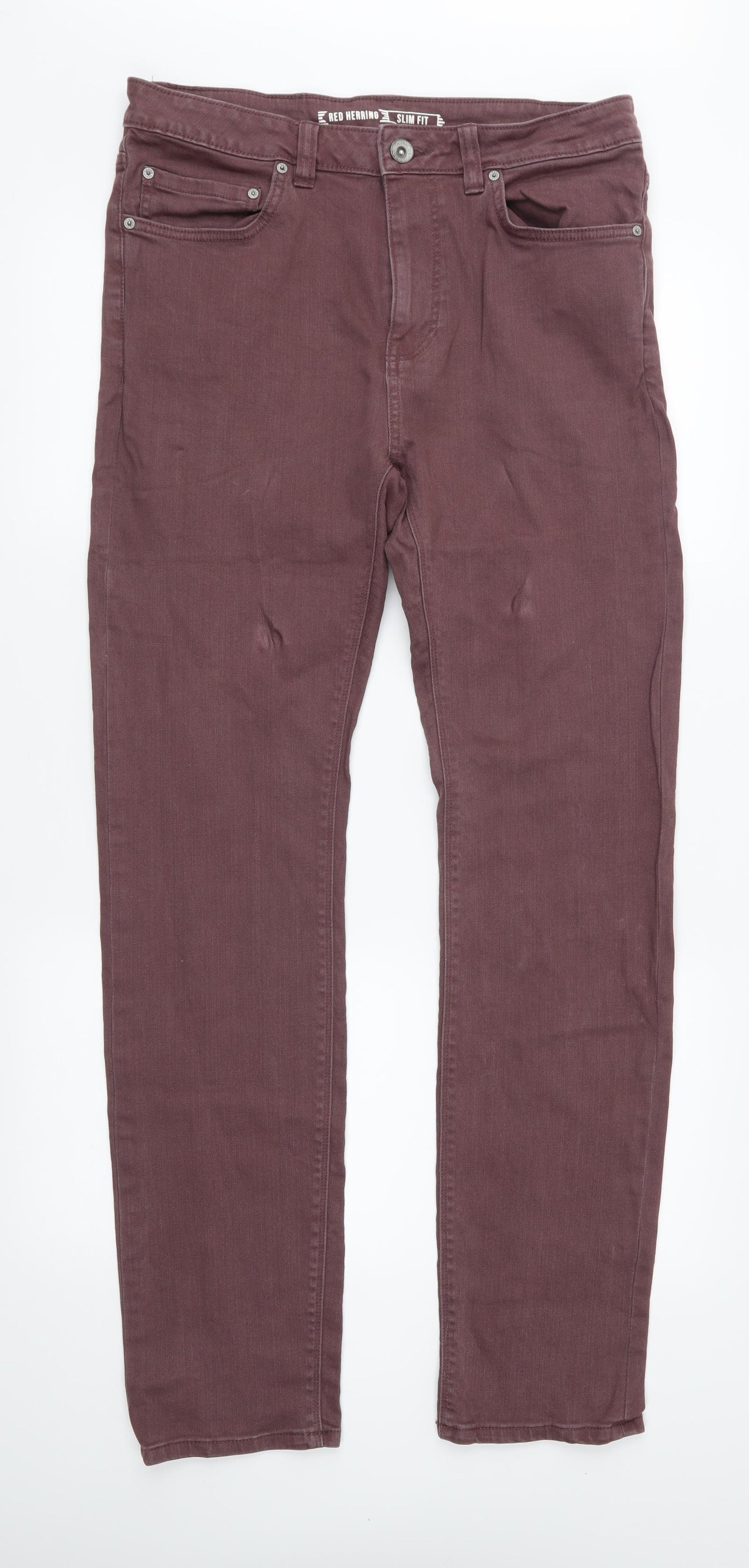 Red Herring Mens Brown  Denim Straight Jeans Size 32 in L33 in