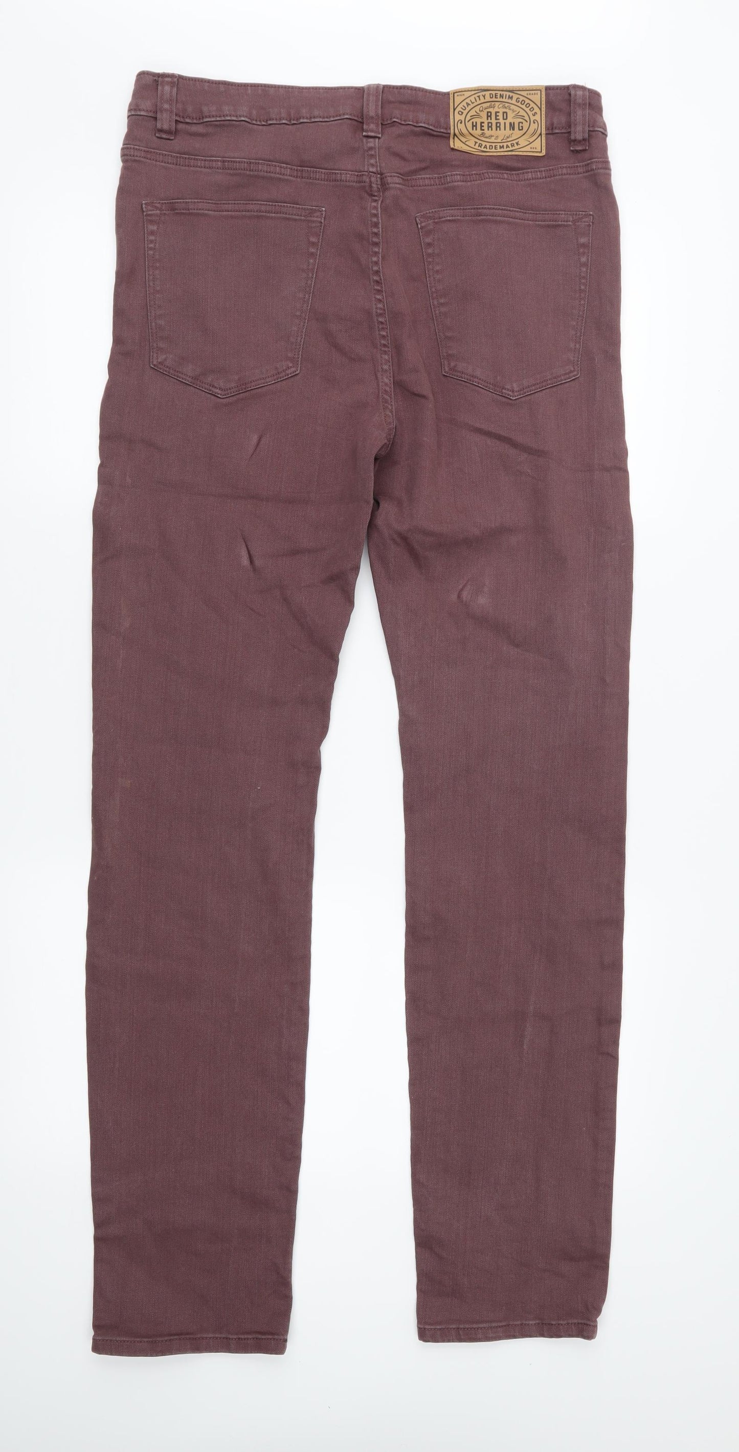Red Herring Mens Brown  Denim Straight Jeans Size 32 in L33 in