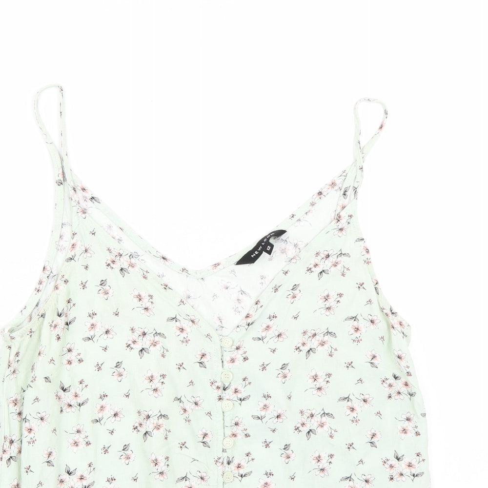 Newlook Womens Green Floral  Basic Tank Size 12