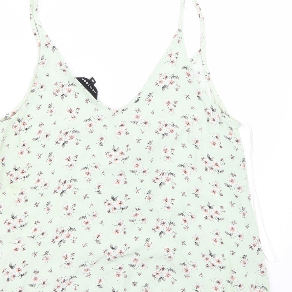 Newlook Womens Green Floral  Basic Tank Size 12