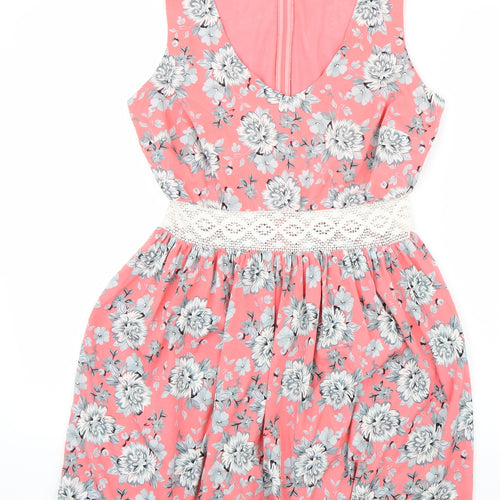 Newlook Womens Pink Floral  A-Line  Size 12