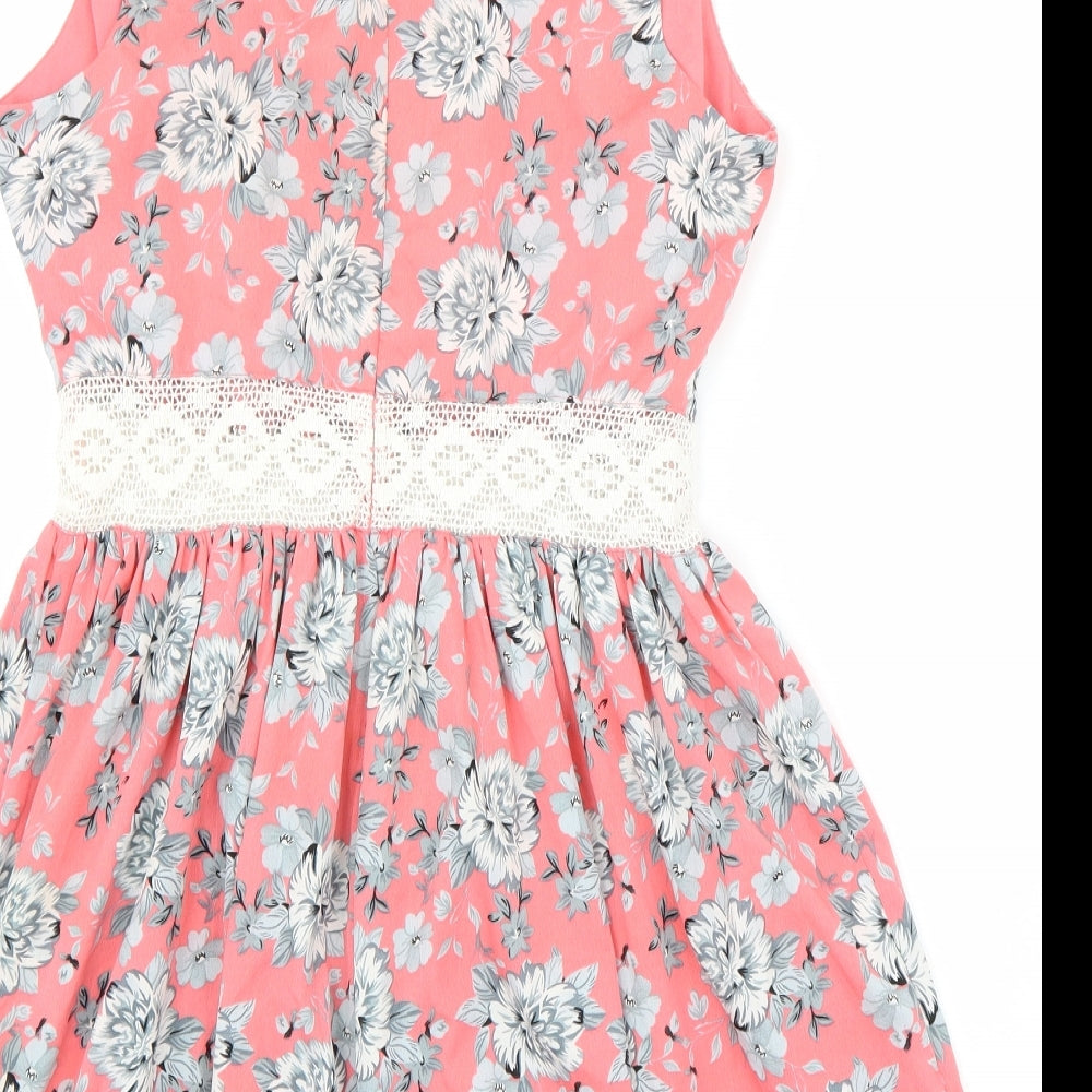 Newlook Womens Pink Floral  A-Line  Size 12