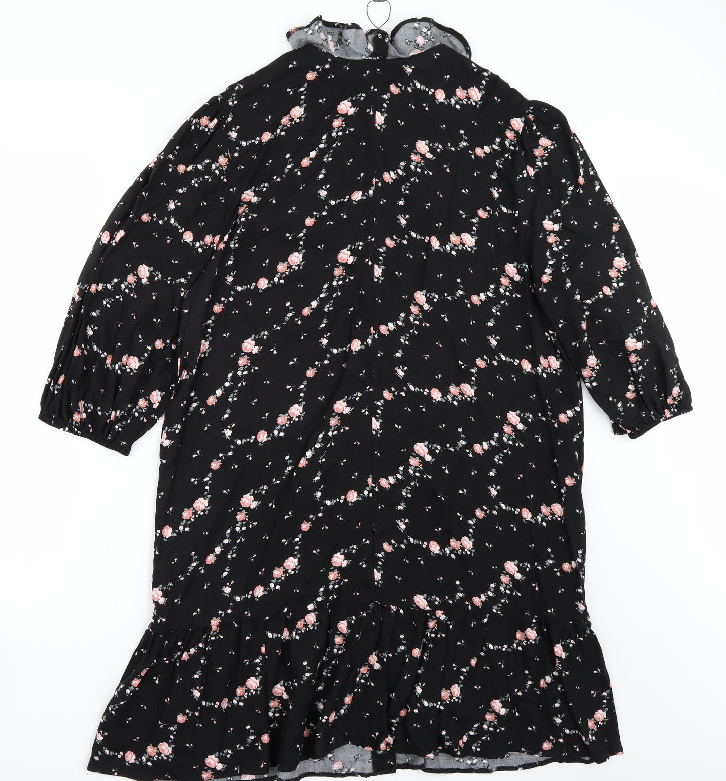 Primark Womens Black Floral Rayon A-Line  Size 16