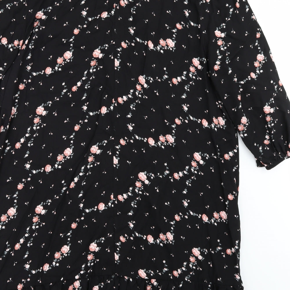 Primark Womens Black Floral Rayon A-Line  Size 16