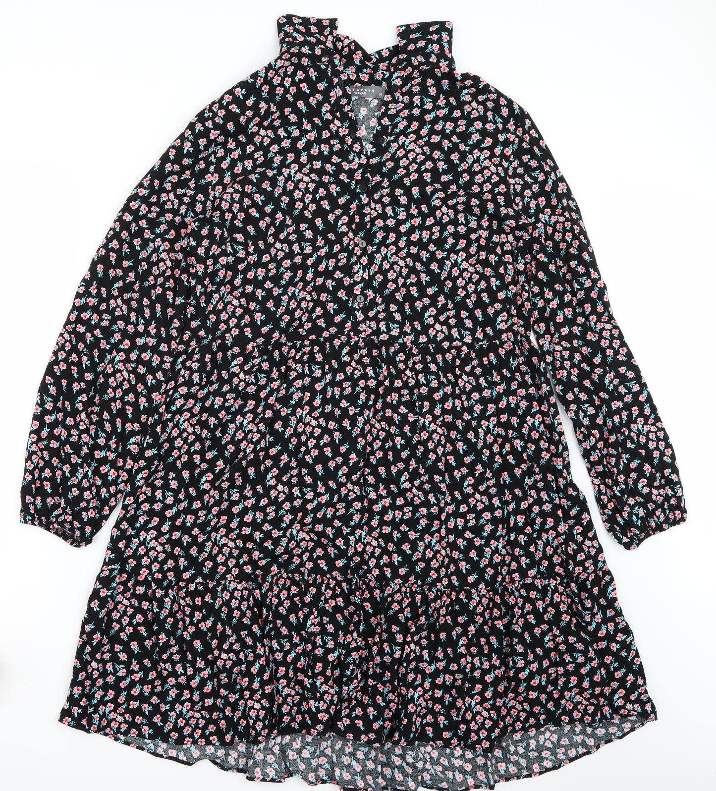 Papaya Womens Black Floral  A-Line  Size 16