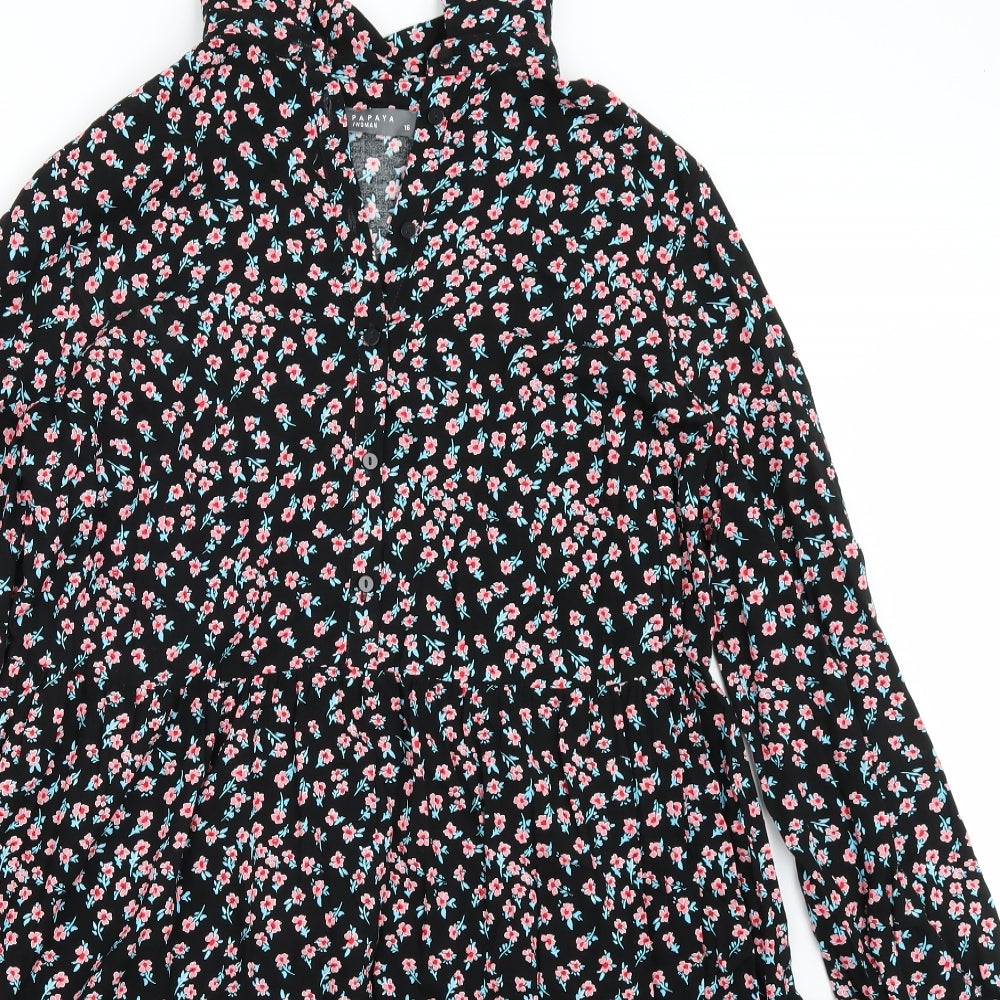 Papaya Womens Black Floral  A-Line  Size 16
